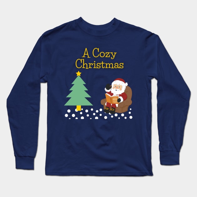 Bookworm Santa Long Sleeve T-Shirt by A Cozy Christmas